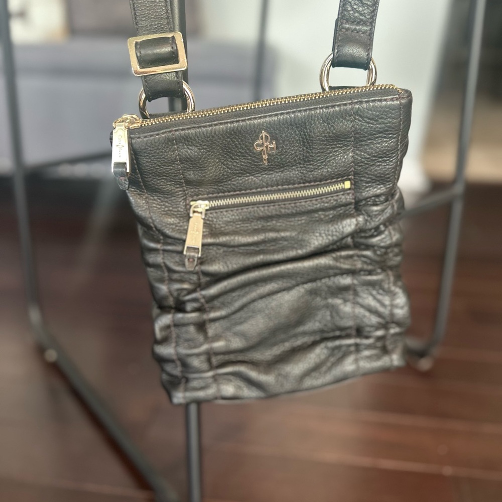 Cole Haan Brand Black Leather Crossbody Bag